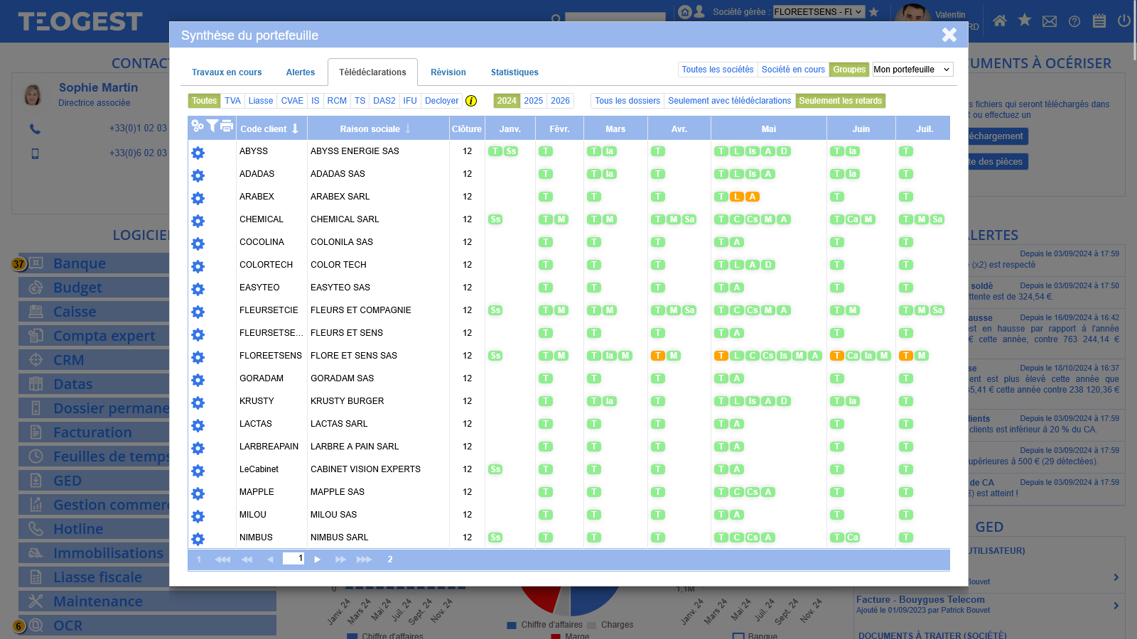 Detail de la barre dentete  la grande etoile pour visualiser la synthese du portefeuille des dossiers du collaborateur ou du groupe  3  Teledeclarations
